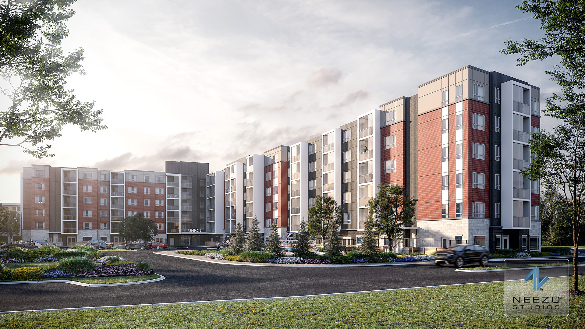 NEEZO-Studios_Mattamy-Homes-Mount-Pleasant-Village-Block-7-Condo_Exterior_Streetscape